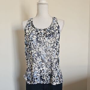 Women's Blue and Black Sleeveless Top